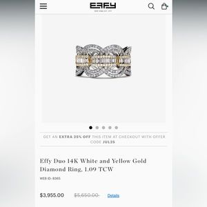 Effy diamond ring 14k yellow and white gold size 7